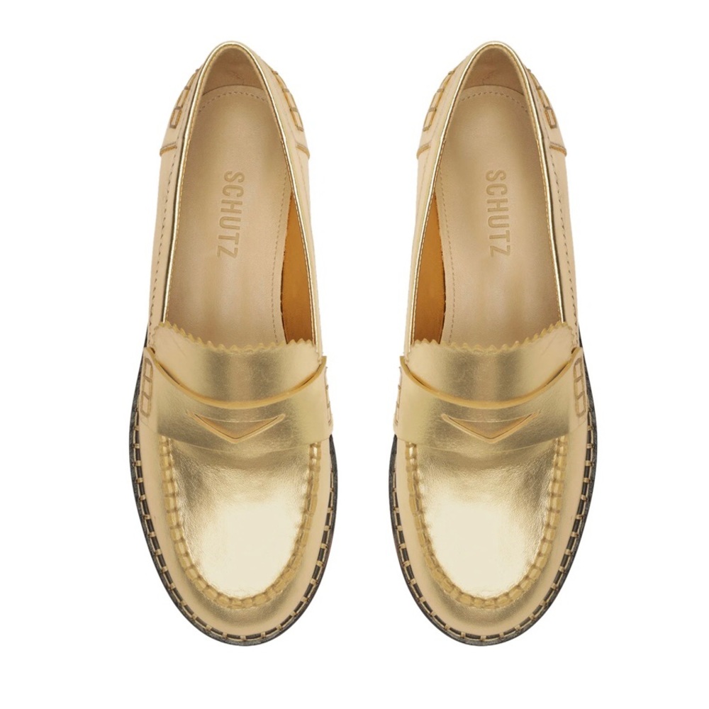 SCHUTZ Christie Metallic Leather Flat